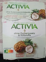 Danone ACTIVIA® ohne Zuckerzusatz & ohne Süßstoffe, doppelt Früchte Ananas, Kokosnuss (4 x 115g) = 460g