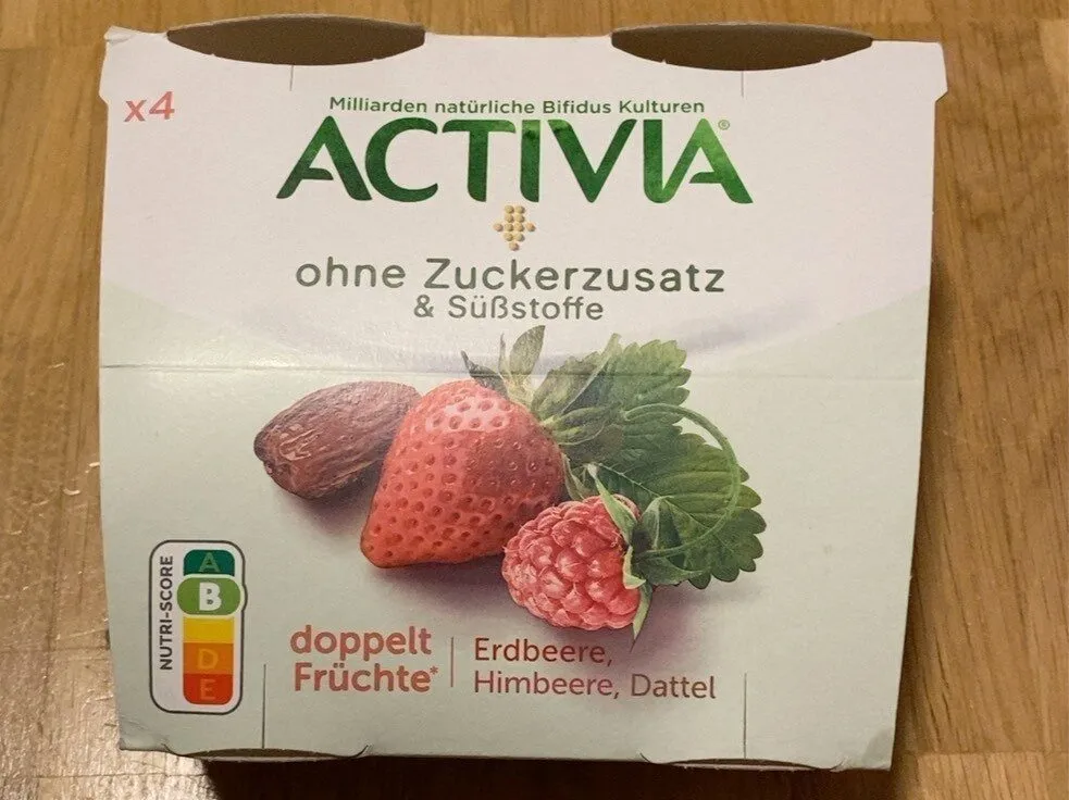 Activia ohne Zuckerzusatz Erdbeere, Dattel Himbeeren