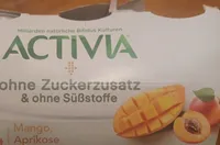 Danone ACTIVIA® ohne Zuckerzusatz & ohne Süßstoffe, doppelt Früchte Mango, Aprikose 4 x ( 2x 115 g) =
