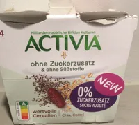 Danone ACTIVIA® ohne Zuckerzusatz & ohne Süßstoffe, wertvolle Cerealien Hafer, Chia, Dattel 2 x ( 2x 115 g) =
