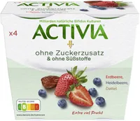 ACTIVIA® Joghurt 3.5% ohne Zuckerzusatz mit Erdbeere, Heidelbeere, Dattel 4x110g