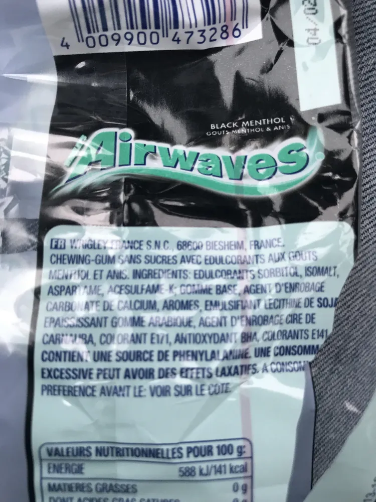 Chewing gum Airwaves Black menthol s/sucre 5