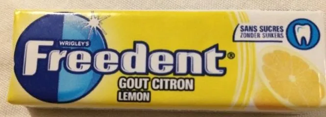Freedent Chewing gum goût citron sans sucres les 5 paquets de 10 dragées 70 g