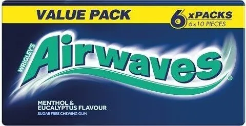 Menthol & Eucalyptus Chewing Gum Sugar Free Multipack 6 x Pieces