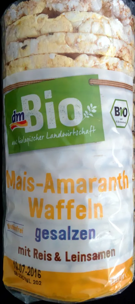 Mais-Amaranth-Waffeln gesalzen mit Reis & Leinsamen