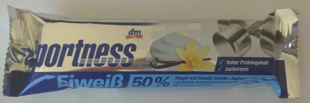 Riegel mit Eiweiß, Vanille-Jogurt-Crsip-Geschmack mit Maltit-Vollmilchschokoladr überzogen