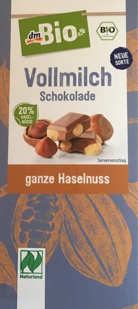 Vollmilch schokolade ganze Haselnuss