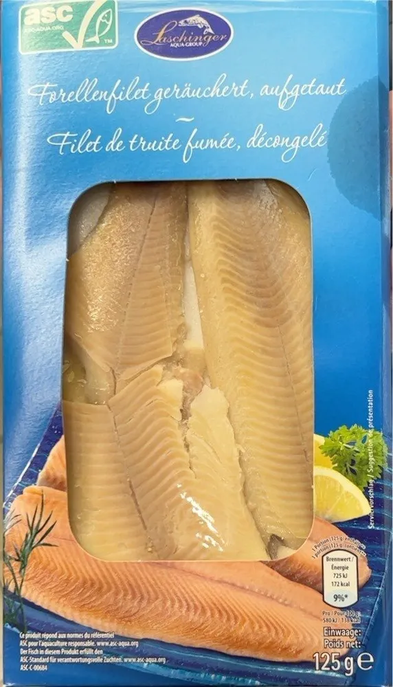 Forellelfilet geräuchert, aufgetaut