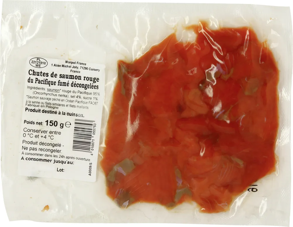 Chutes de saumon fumé décongelées
