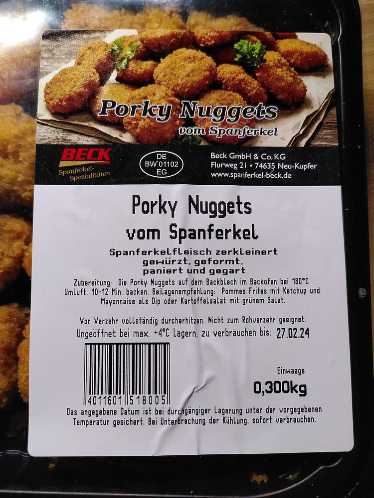 Porky Nuggets, Spanferkelfleisch
