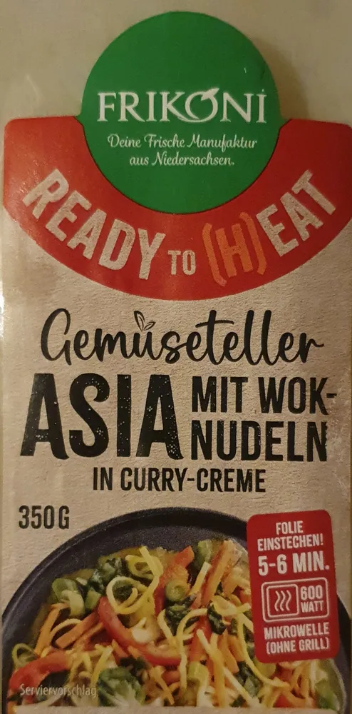 Ready to (H)eat Gemüseteller Asia mit Wok-Nudeln in Curry-Creme