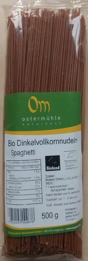 Bio Dinkelvollkornnudeln Spaghetti