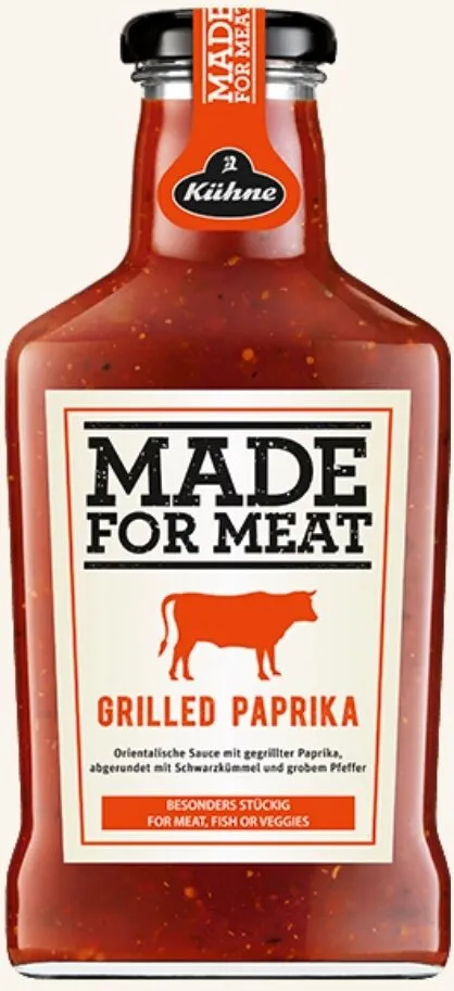 Kühne MADE FOR MEAT GRILLED PAPRIKA. 375ml 1.99€ 1kg 5.31€