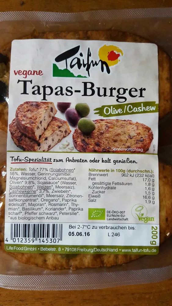 Tofu tapas burger