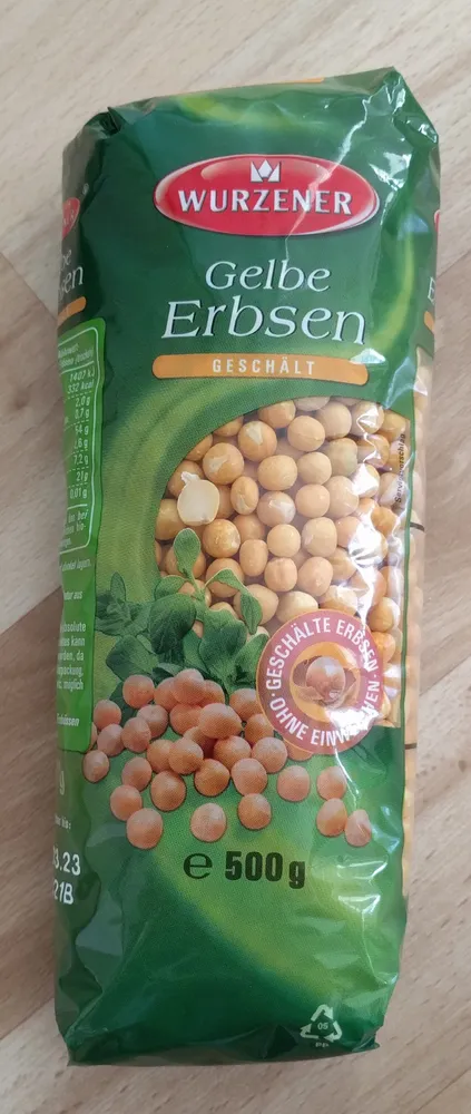 Gelbe Erbsen geschält