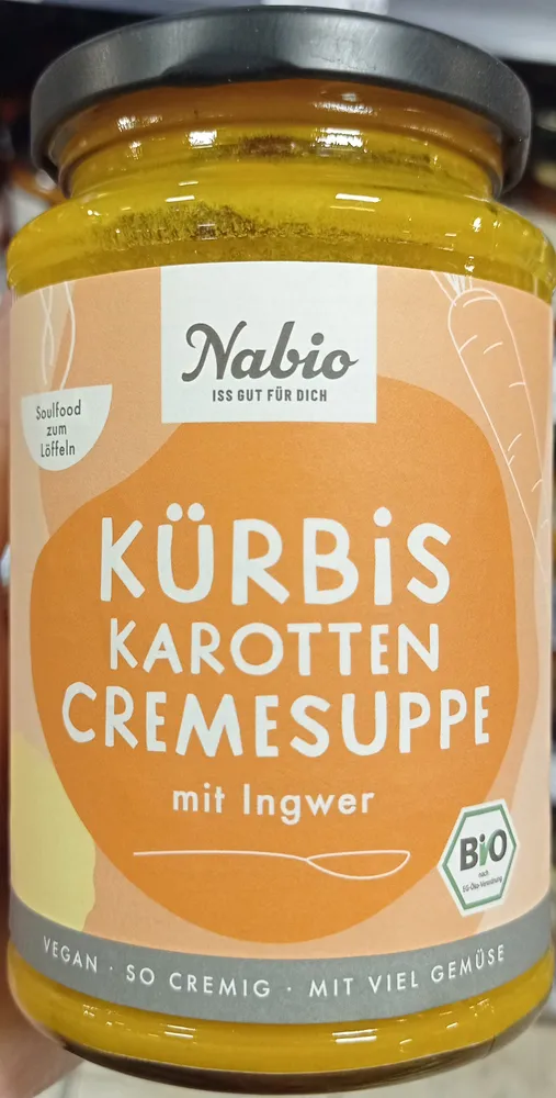 Kürbis Karotten Cremesuppe mit Ingwer