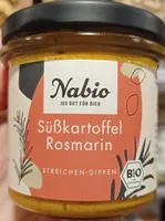 Nabio Süßkartoffel Rosmarin Streichen - Dippen 4013182023800  BIO Süßkartoffel-Aufstrich mit Kürbiskernen und Rosmarin
