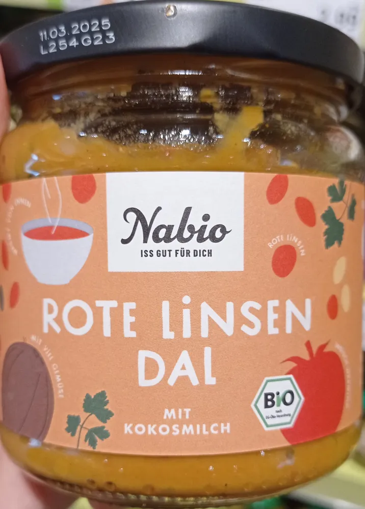 Nabio Rote Linsen Dal mit Kokosmilch 4013182031188 Bio Linseneintopf