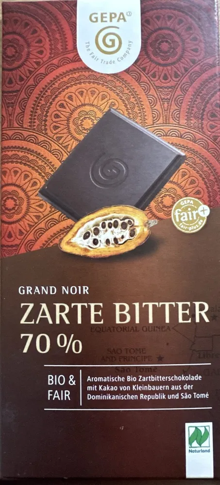 GEPA Grand Noir Zarte Bitter 70% 4013320066393 Bio Bitterschokolade