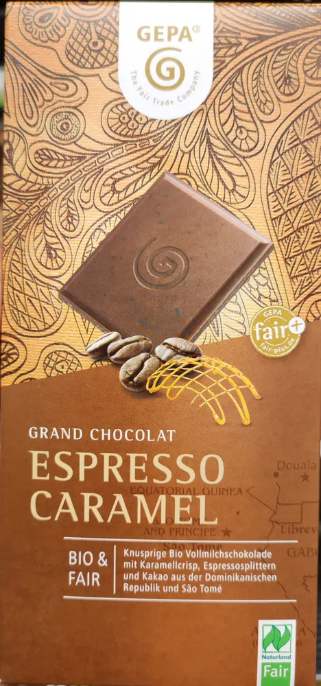 Vollmilch Schokolade, Espresso & Karamell