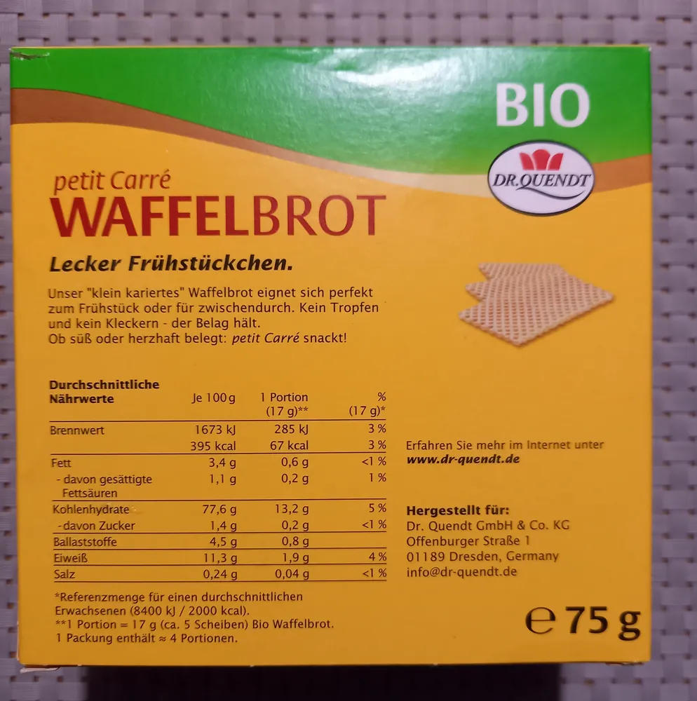 petit Carre Waffelbrot