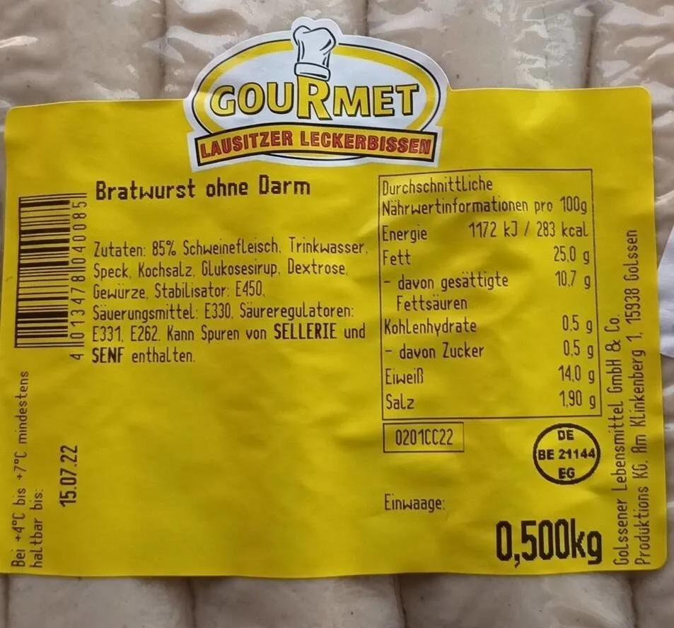 Bratwurst ohne Darm