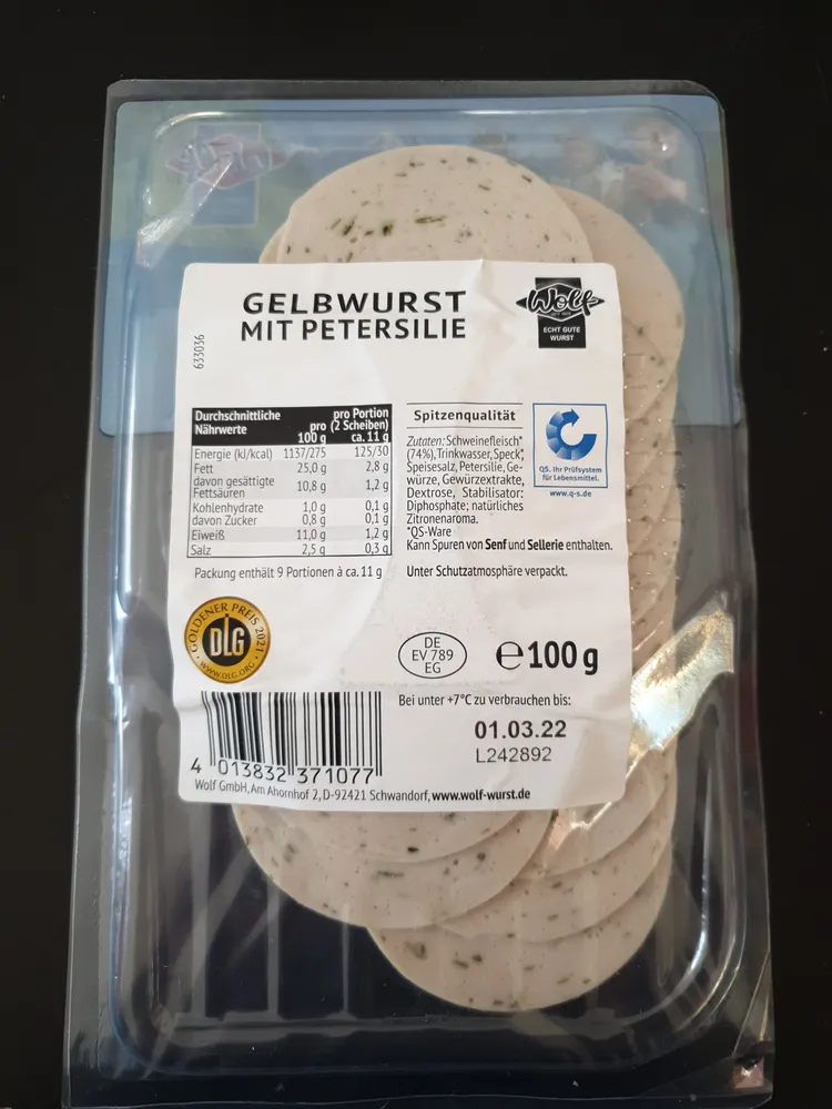 Gelbwurst mit Petersilie