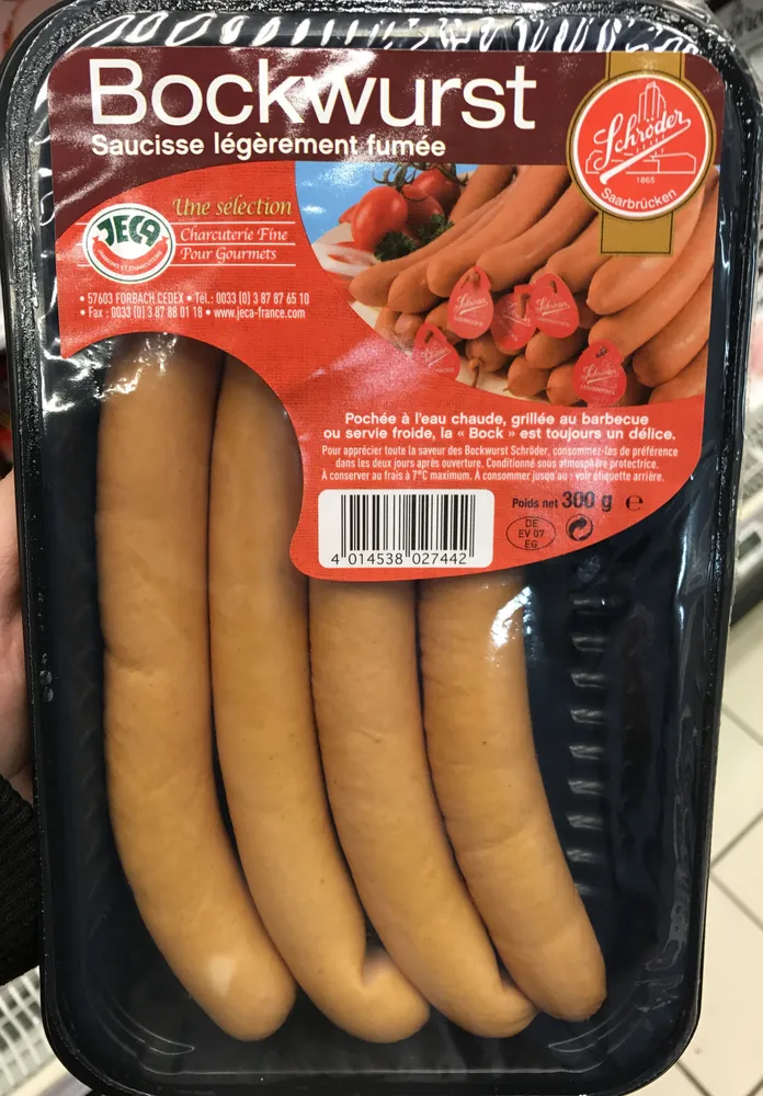 Bockwurst saucisse légèrement fumée