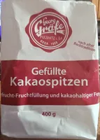 Gefüllte Kakaospitzen mit Mehrfrucht-Fruchtfüllung und kakaohaltiger Fettglasur