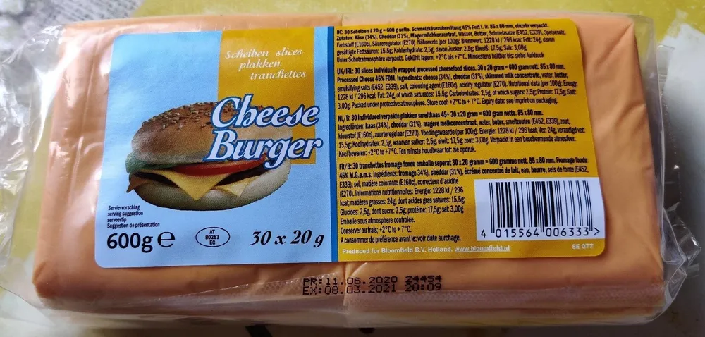 Cheese Burger Scheiben slices plakken tranchettes