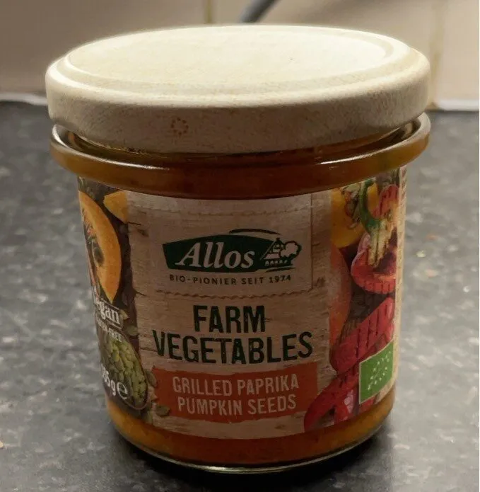Farm Vegetables pumpkin seeds & grilled pepper spread