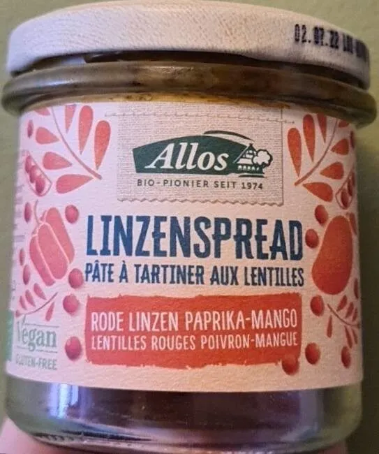 Pâte à tartiner aux lentilles paprika-mango