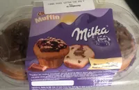 Muffin au coeur fondant tendrement glace avec du chocolat Milka