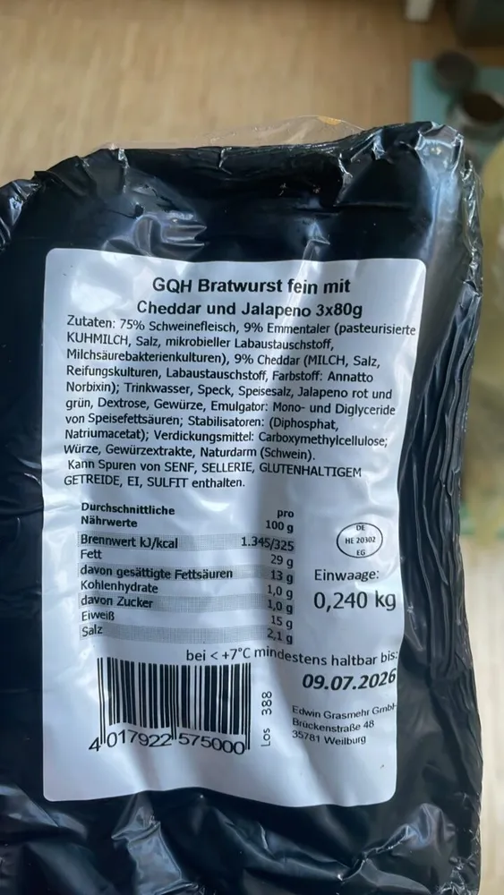 GQH Bratwurst fein mit Cheddar und Jalapeno