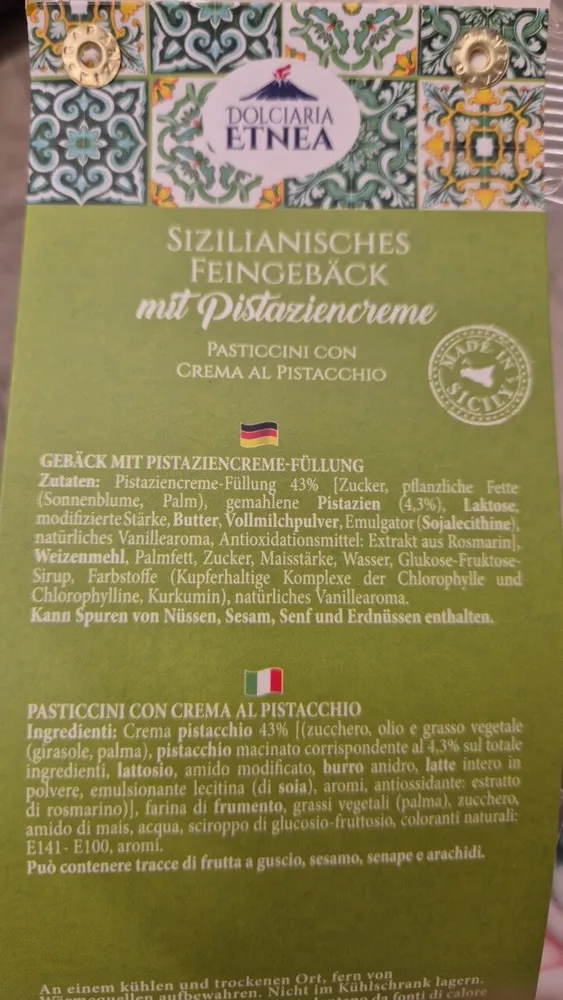 Sizilianisches Feingebäck mit Pistaziencreme