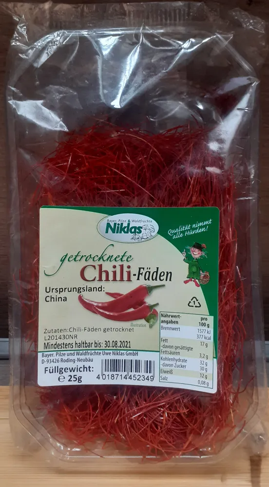 Getrocknete Chilifäden
