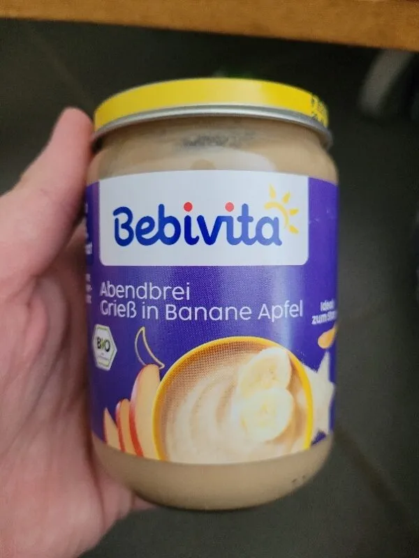Abendbrei Grieß in Banane Apfel