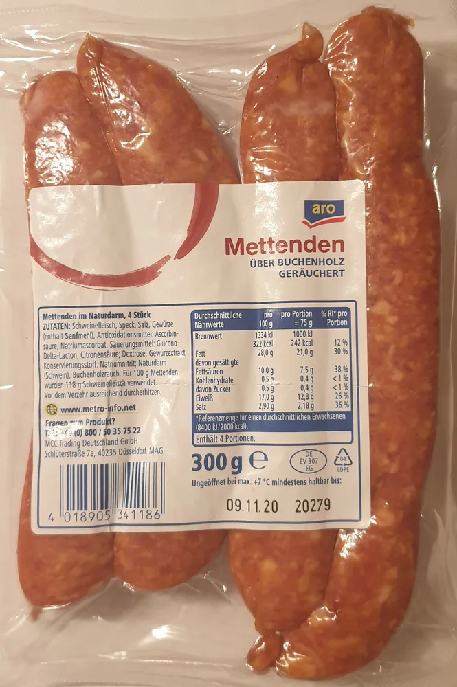 Mettenden über Buchenholz geräuchert
