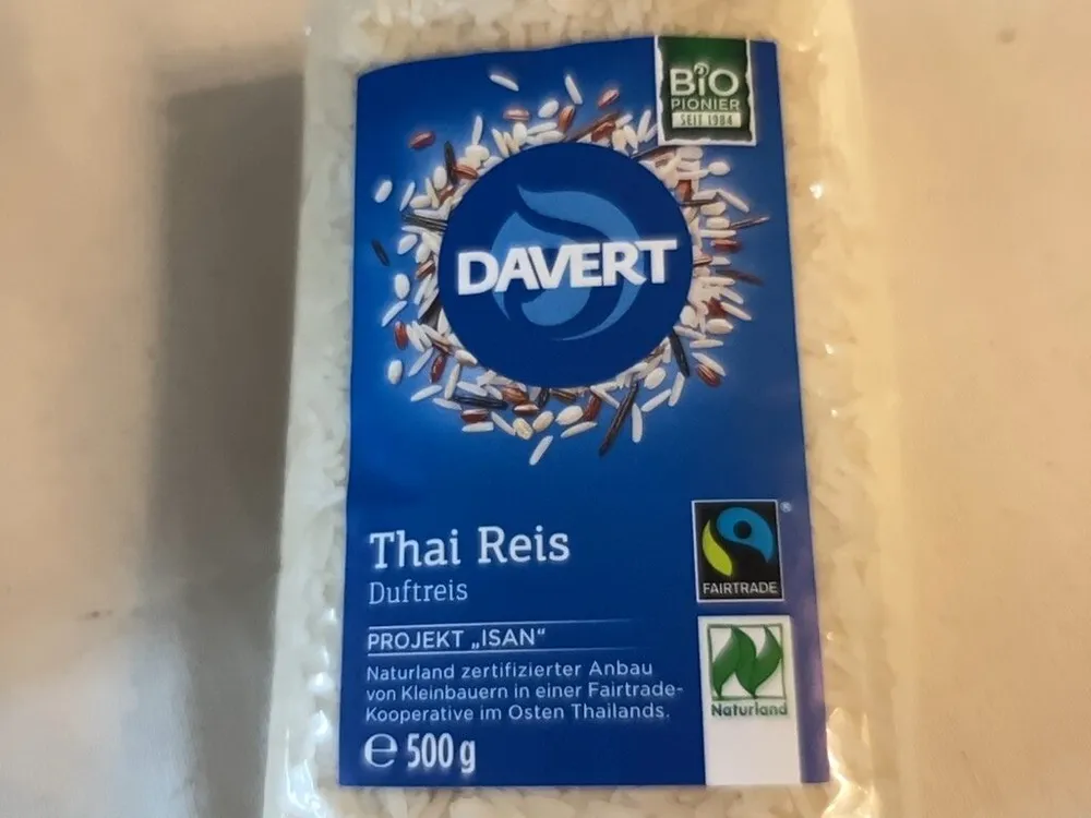 Davert Thai Reis Weiß, Geschält, 500 GR Packung - Fairtrade