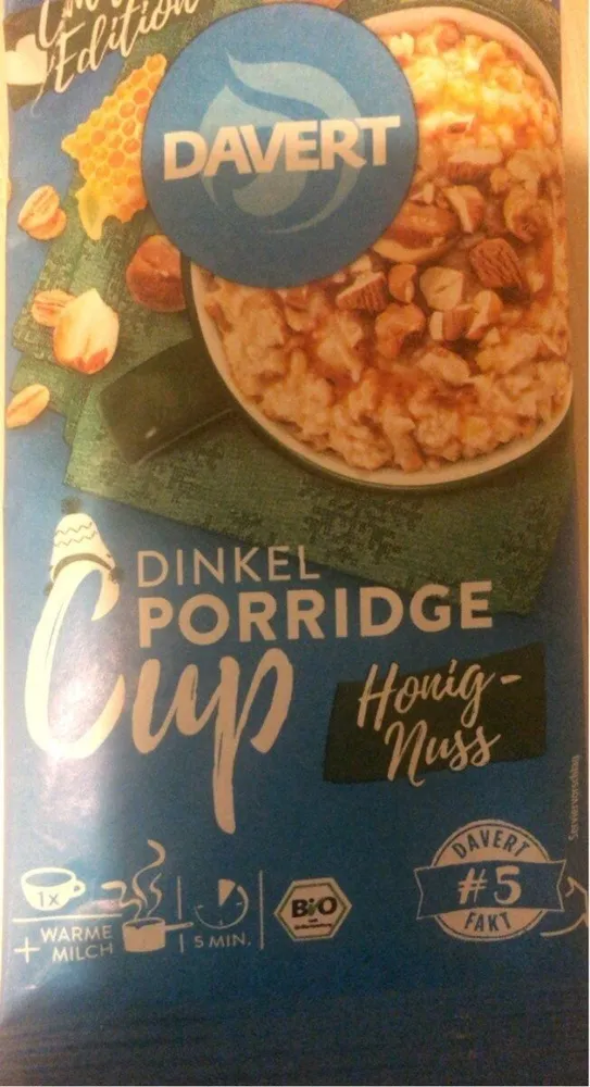 Dinkel Porridge Cup Honig-Nuss