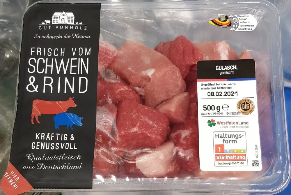 Frisch vom Schwein und Rinder Gulasch