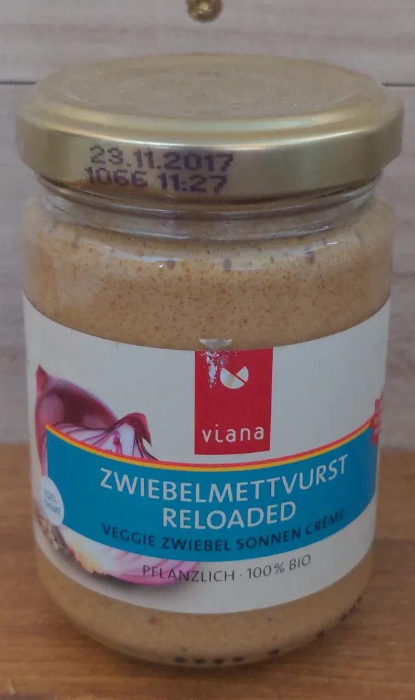Viana Bio Zwiebelmettvurst Reloaded, 140 GR Glas -veggie Zwiebel Sonnen Creme