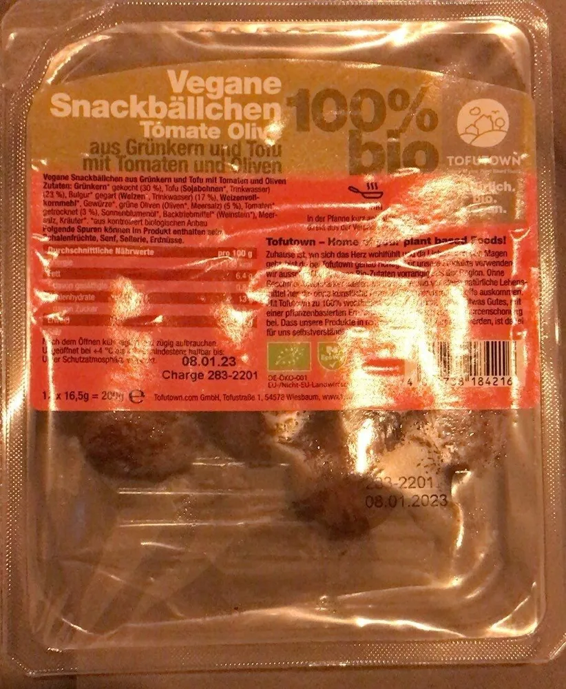 Vegane Snackbällchen Tomate Olive