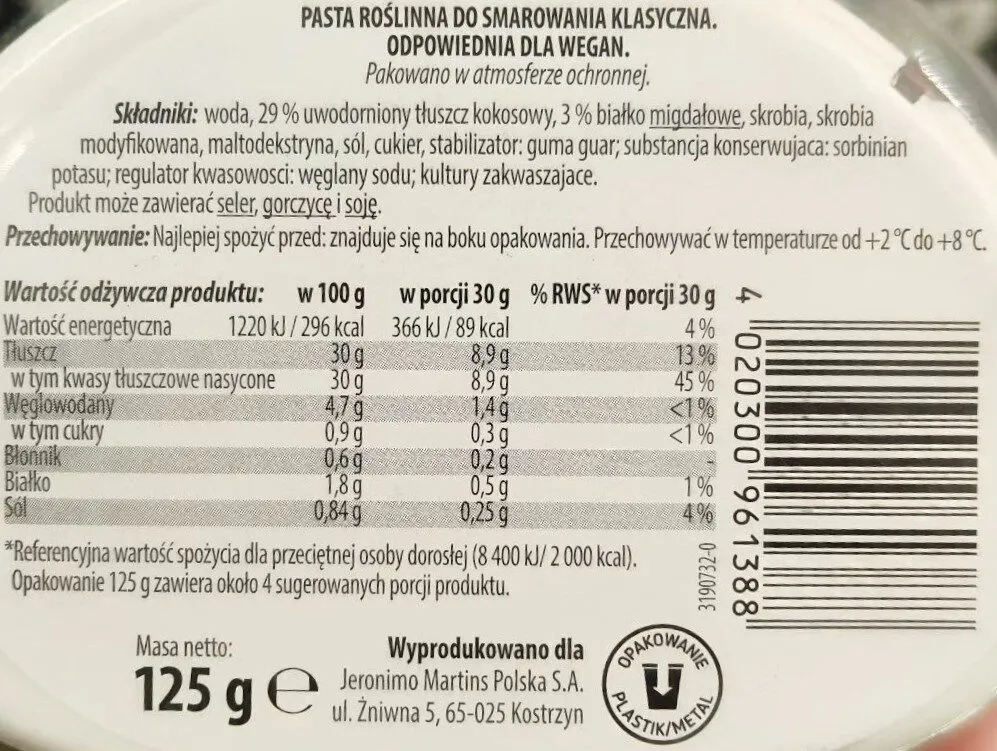 Kremowa pasta roślinnna klasyczna
