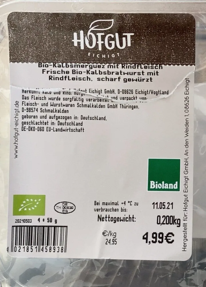 Bio Kalbsmerguez mit Rindfleisch
