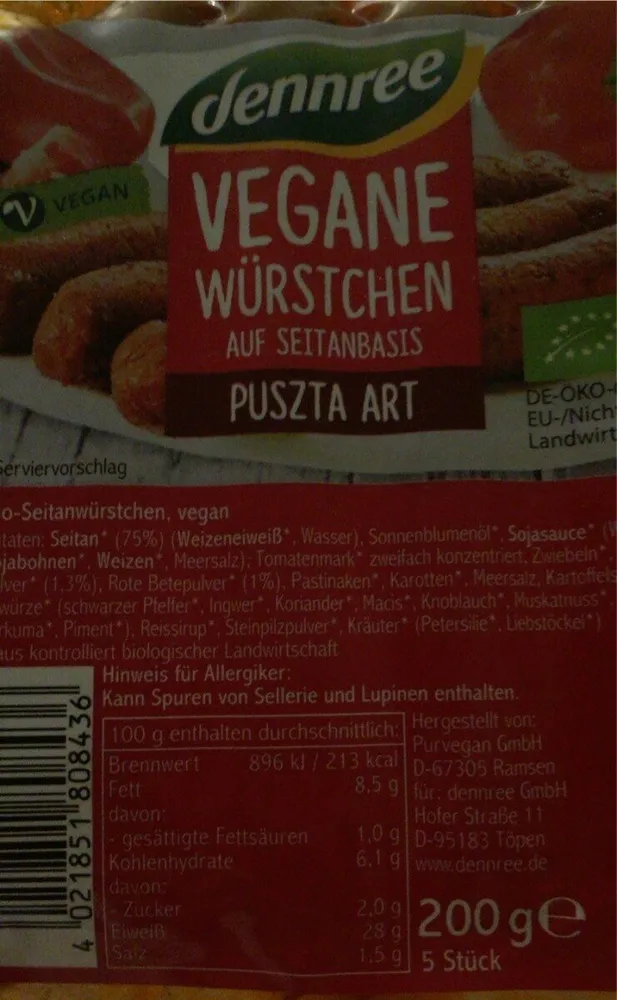 Vegane Würstchen auf Seitanbasis