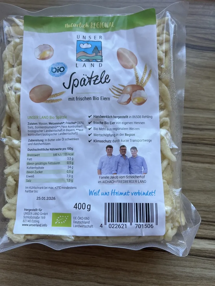 Spätzle Bio frisch