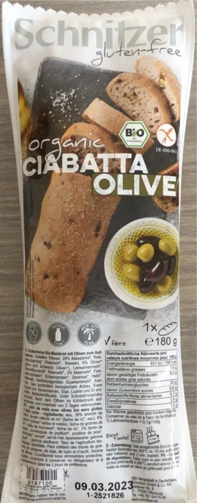 Organic ciabatta olive