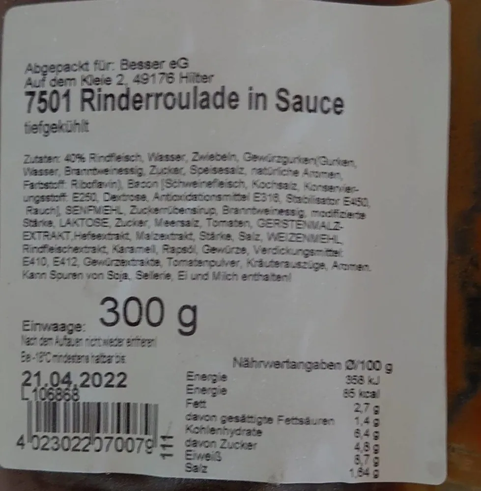 Rinderroulade in Sauce