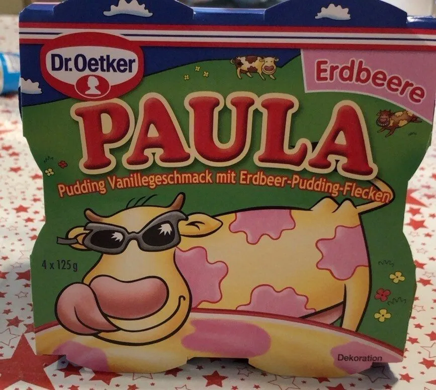Paula, Vanillepudding mit Erdbeerpudding Flecken